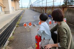 水消火器で消火体験