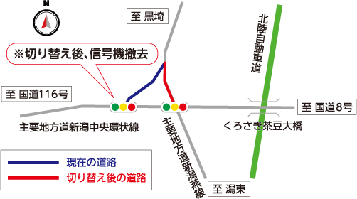 道路切り替え場所の地図