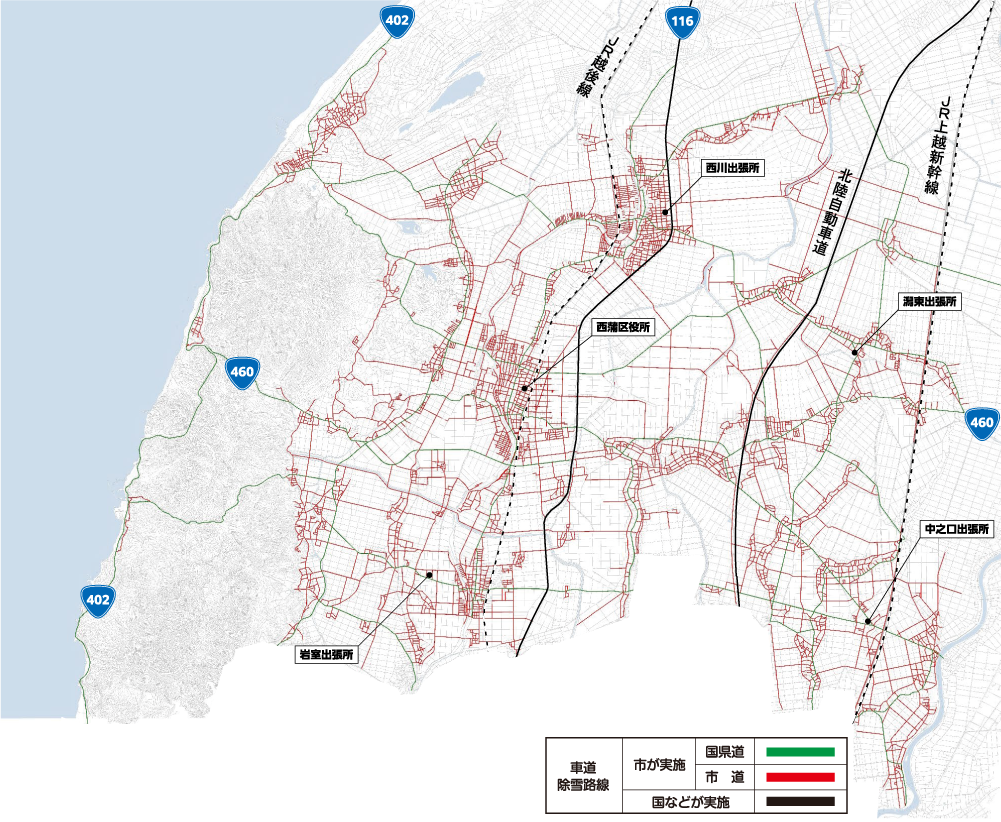 西蒲区除雪計画路線図